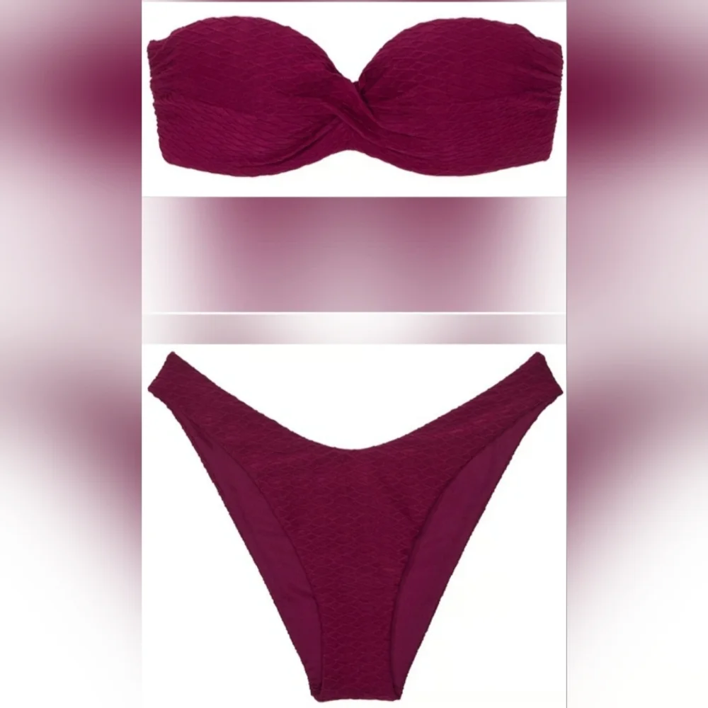 38DDD/XXL VS Swim Twist Bandeau PushUp Bikini Top Brazilian Bikini Set - Picture 6 of 12